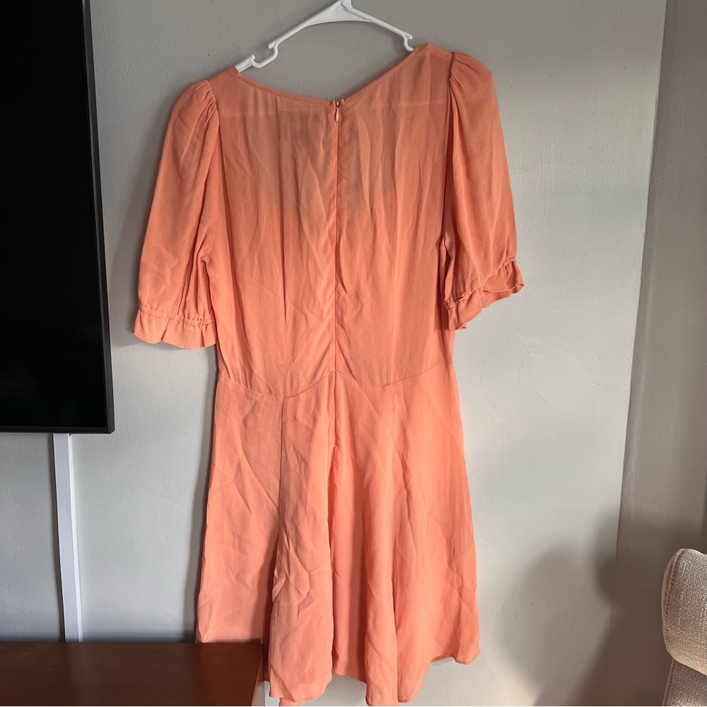 Reformation Short Sleeve Babydoll Mini Dress Coral 10 Vintage Ref Made in USA - Picture 4 of 5
